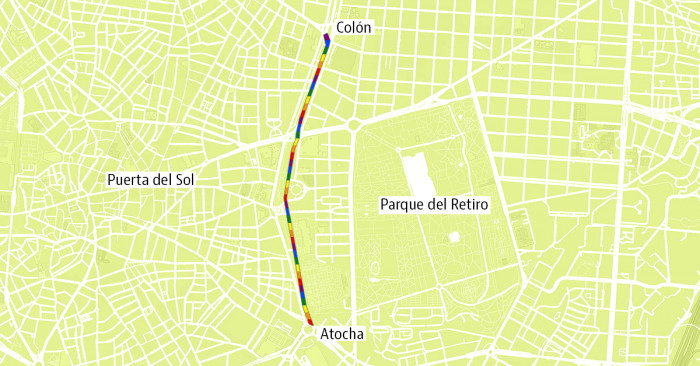 Route map of Madrid's 2019 Pride parade