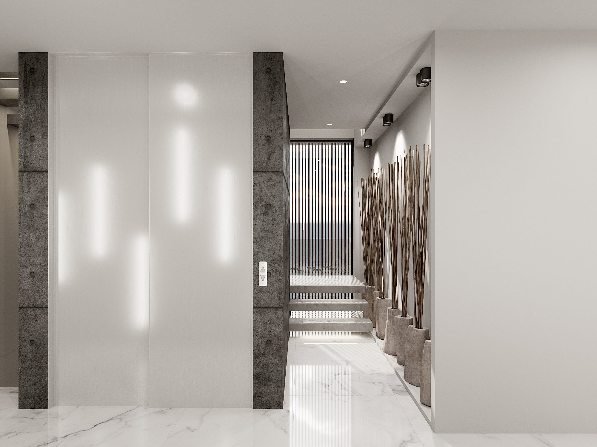 La entrada a cada villa