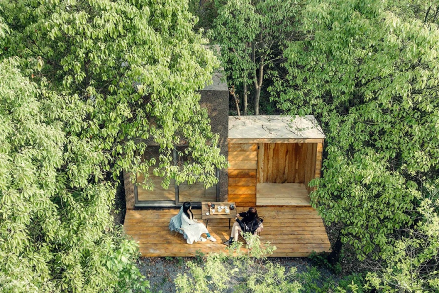 Son cabañas prefabricadas de madera