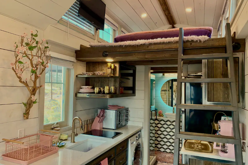 cocina en casa prefabricada en el parque natural Zion