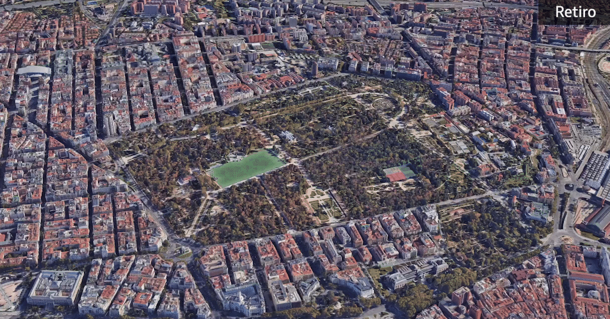 Imagen aérea de El Retiro (Madrid)