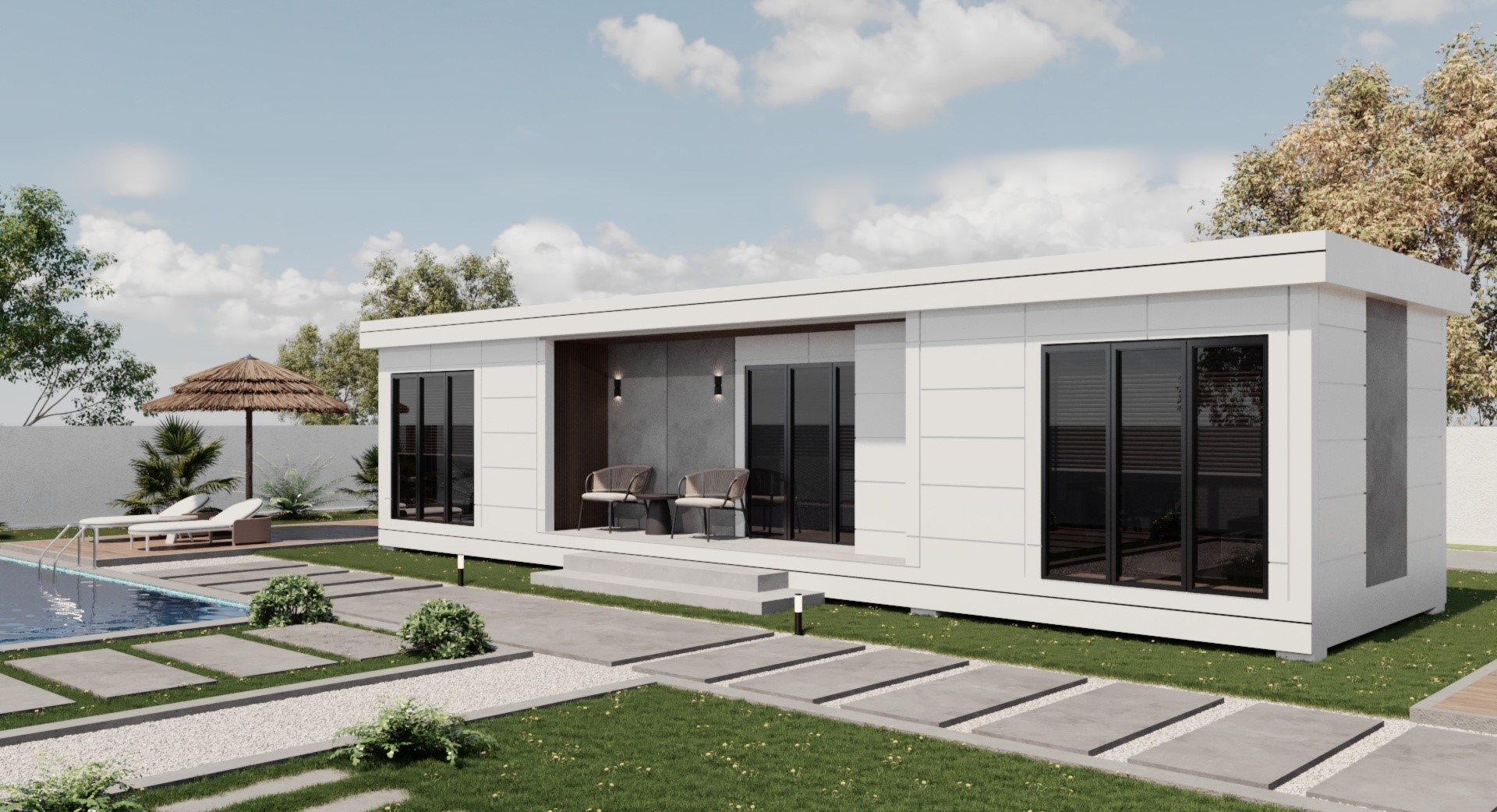 casas prefabricadas con piscina