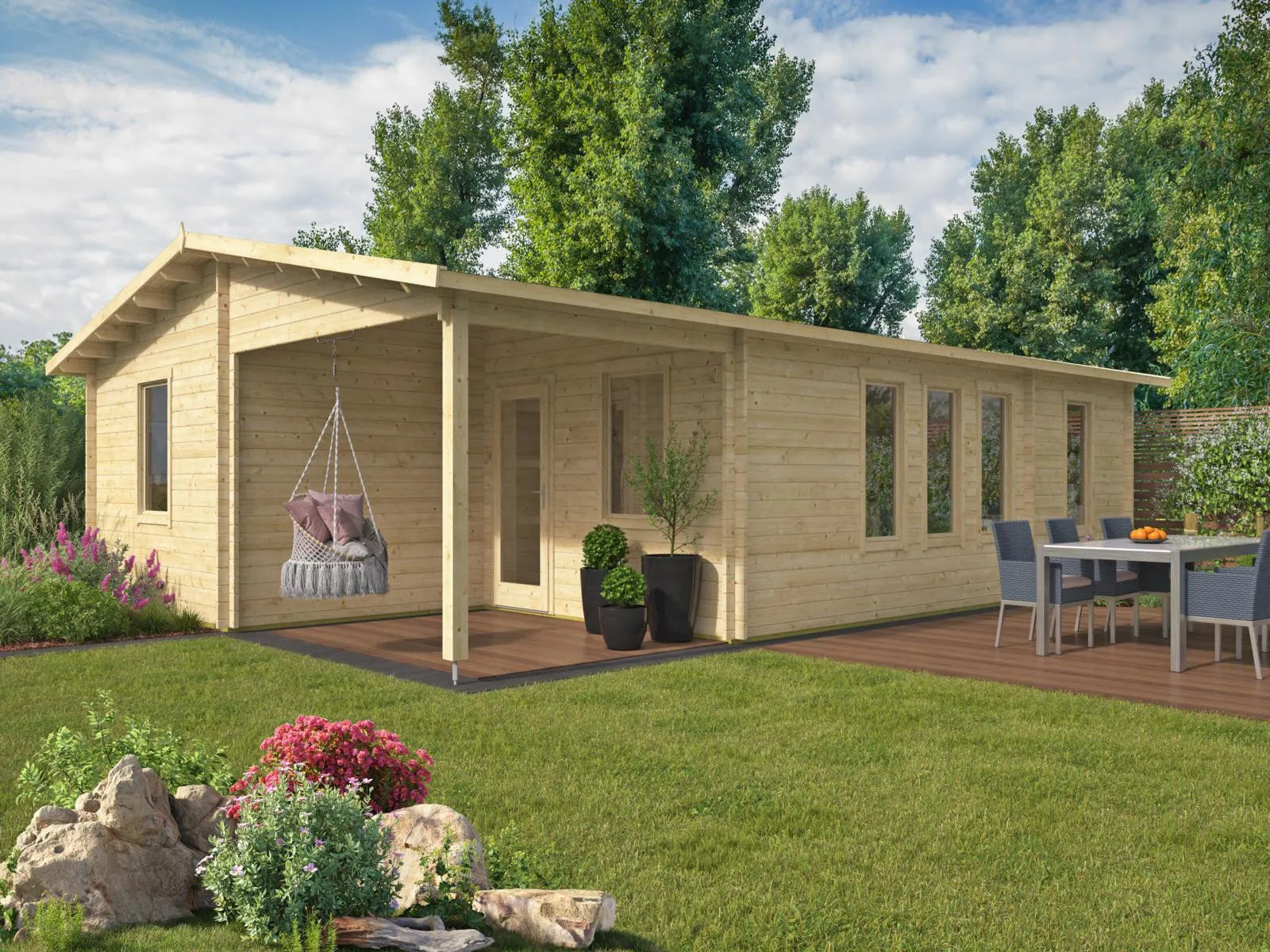 Rebajan a 24.000 euros una casa prefabricada de madera de 70 m2 con tres habitaciones y porche