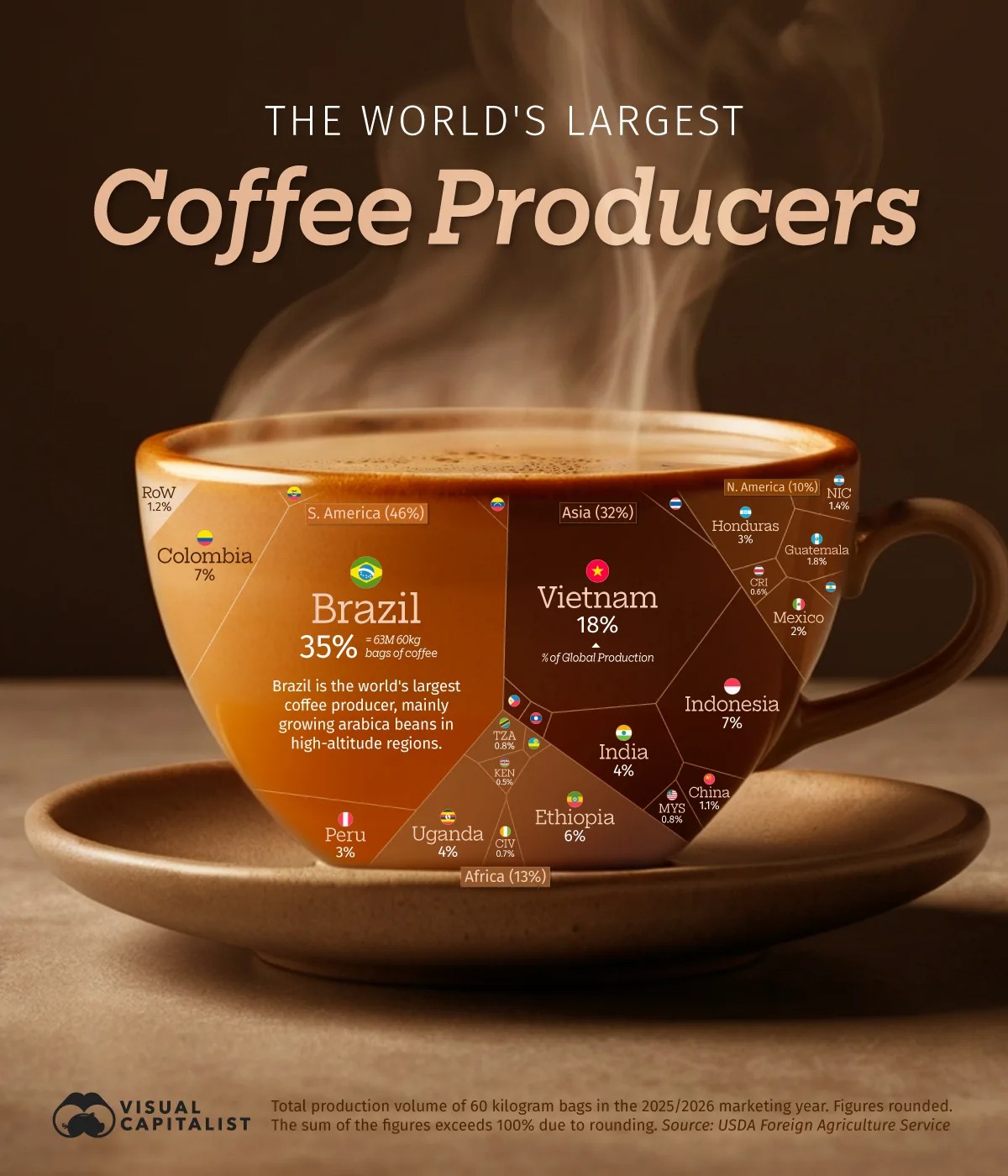 Los principales países productores de café del mundo