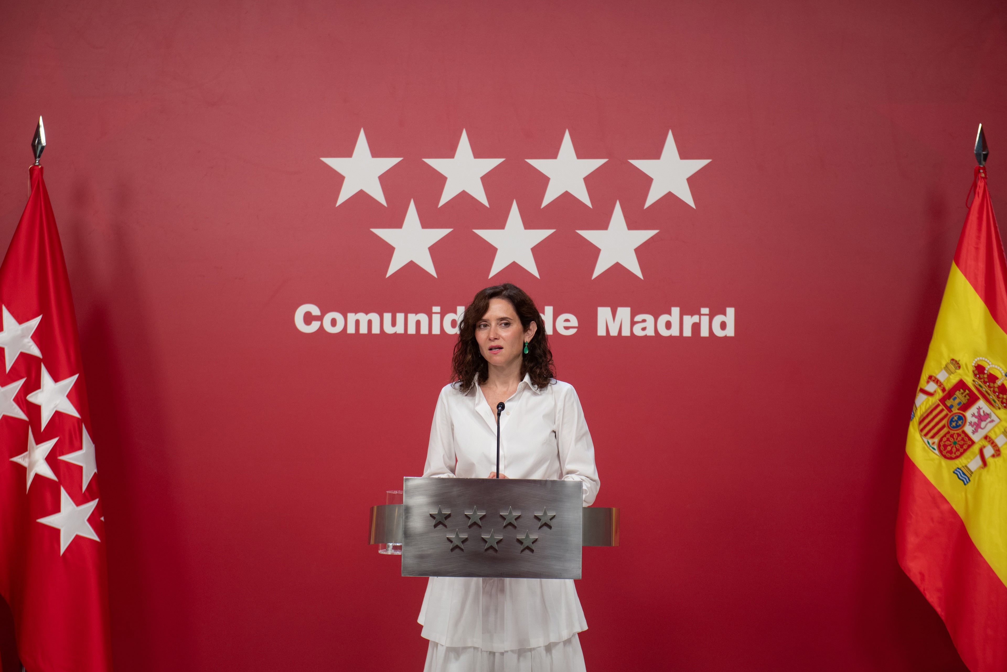 La presidenta de la Comunidad de Madrid, Isabel Díaz Ayuso, durante una reunión extraordinaria del Consejo de Gobierno de la Comunidad de Madrid, en la Real Casa de Correos, a 29 de julio de 2026, en Madrid (España). 