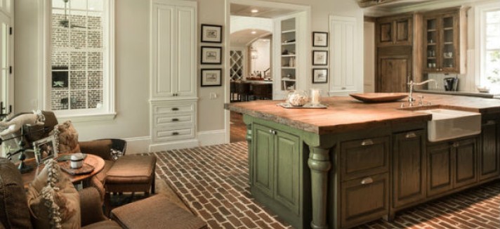 paredes de ladrillo en la cocina. fuente: houzz