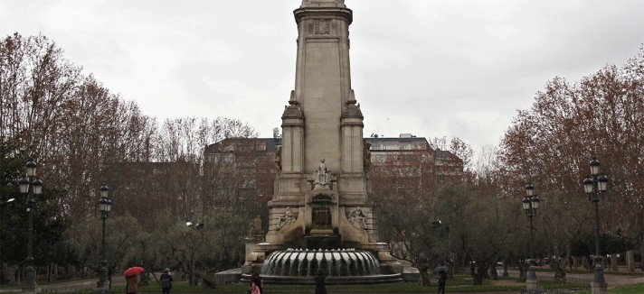 La fuente al centro de la Plaza de España