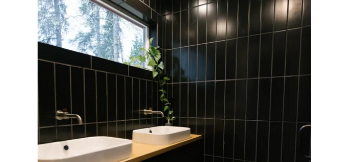 Los azulejos y el mueble, negros