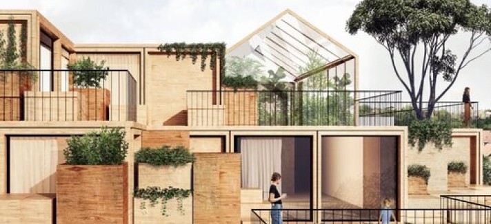 Usa módulos prefabricados de madera