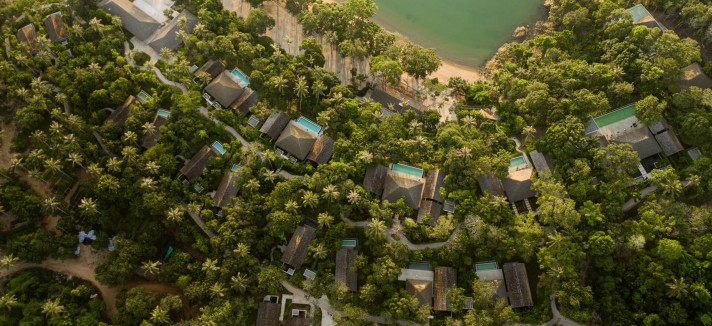 Las villas están al lado del océano