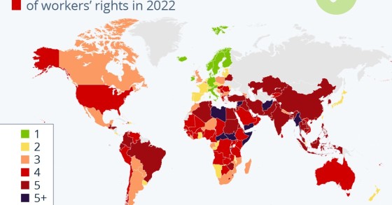 Mapa derecho de los trabajadores en el mundo