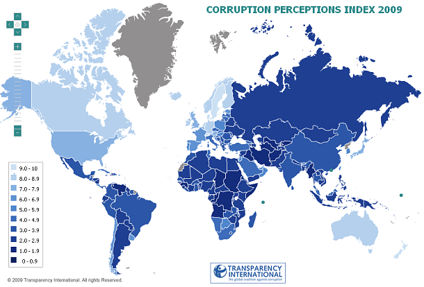 españa aparece en los puestos de cola en la zona euro La imagen del día: mapamundi de la corrupción