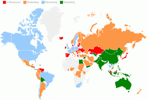 La imagen del día: mapamundi de la recesión