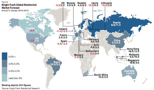 Mapa mundi de la vivienda 2011: España, fuera de los países donde subirán los precios
