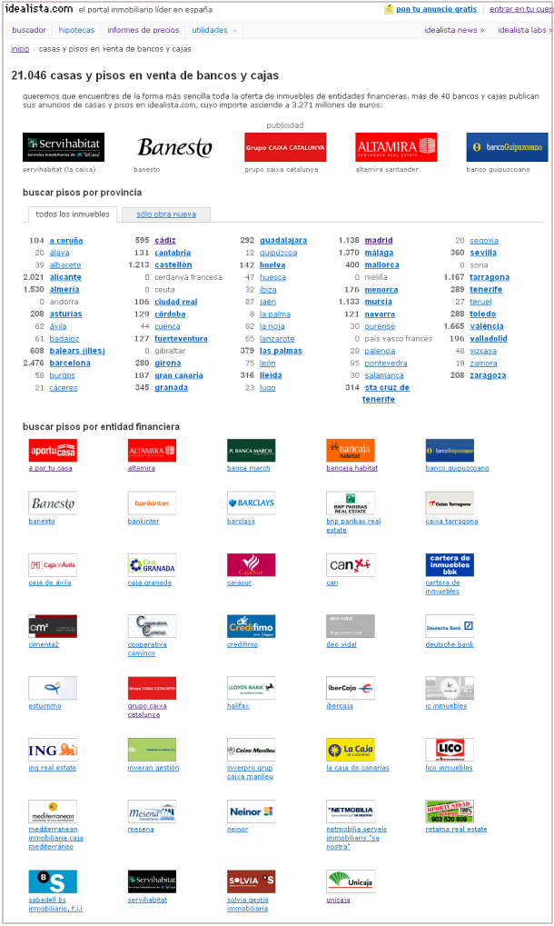 idealista.com renueva su página de pisos de bancos y cajas