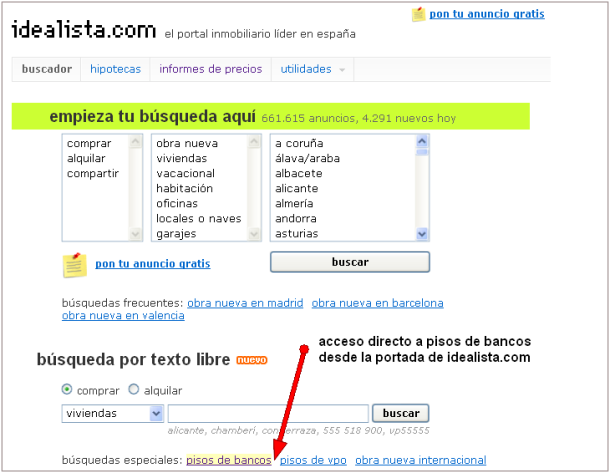 idealista.com renueva su página de pisos de bancos y cajas