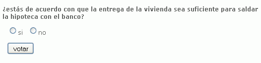 Encuesta: vota, ¿Estás a favor de que la entrega de la casa salde la hipoteca con el banco?