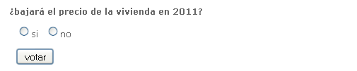 Encuesta idealista.com en facebook: vota, ¿Qué hará el precio de la vivienda en 2011?