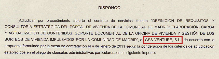 Gss venture, como se sospechaba, gana las licitaciones para actualizar la web de vivienda de Madrid por 1,9 millones