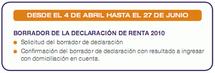Borrador de renta 2010: se puede solicitar desde el 4 abril