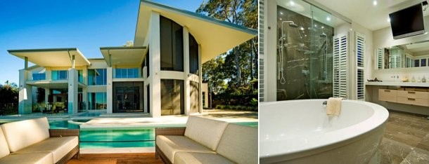 Villa con amarre para el barco, spa y tv en la bañera en Australia