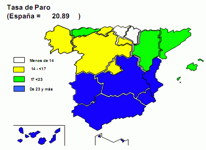 El paro baja en 76.500 personas y la tasa de paro cae al 20,89% (gráficos)
