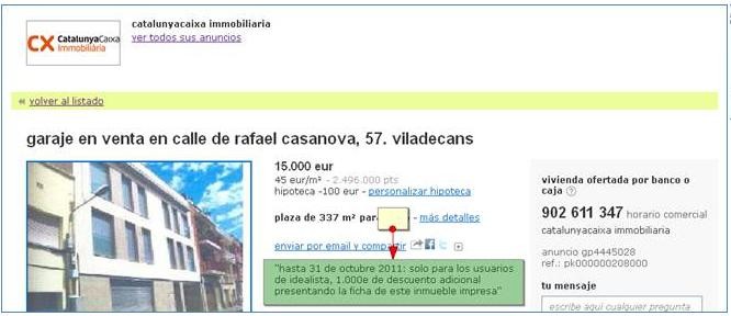 Pisos catalunyacaixa: descuento de 1.000 euros para los usuarios de idealista.com