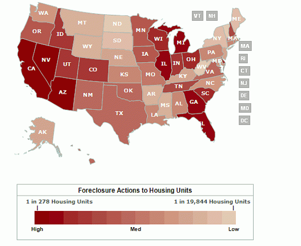 Los embargos de viviendas en eeuu, en mínimos de 2007
