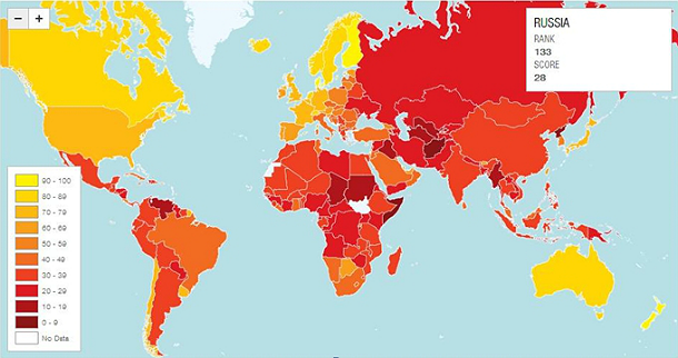 Imagen del día: mapa de la corrupción mundial de 2012