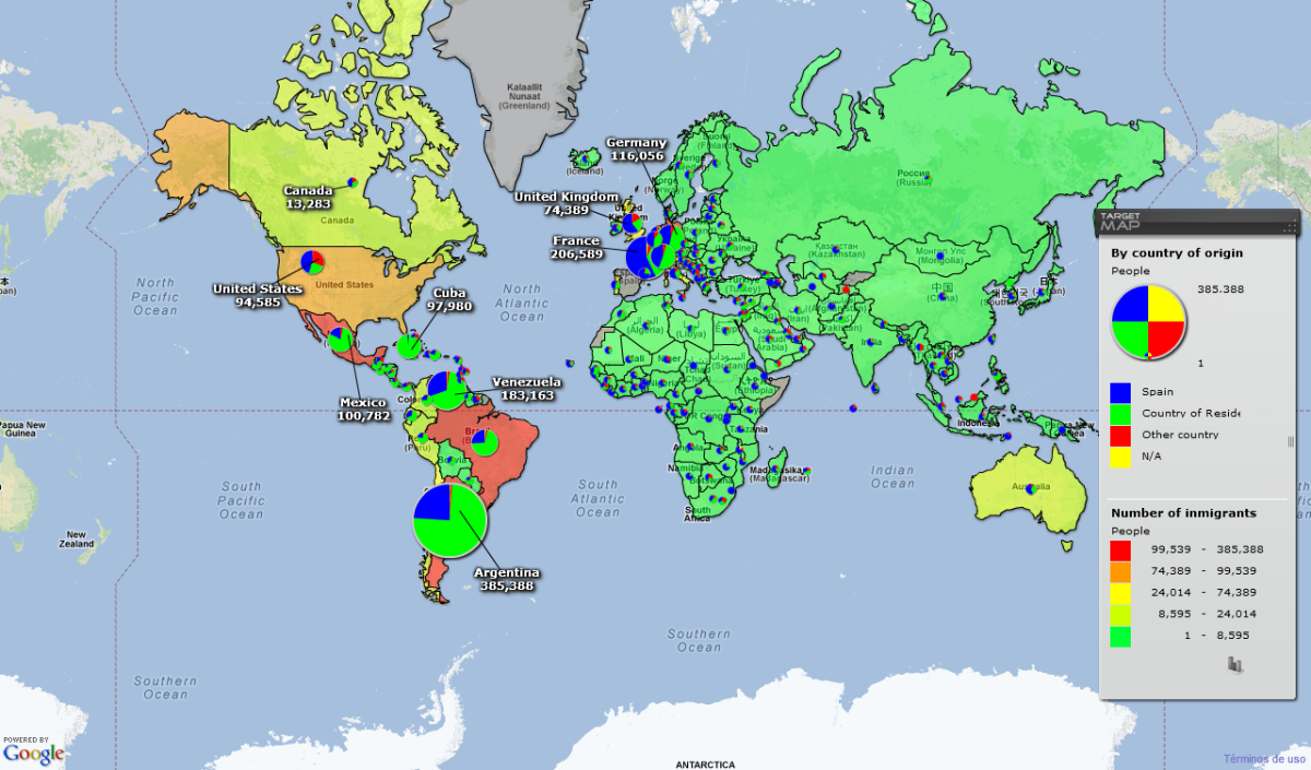 Españoles por el mundo (mapa)