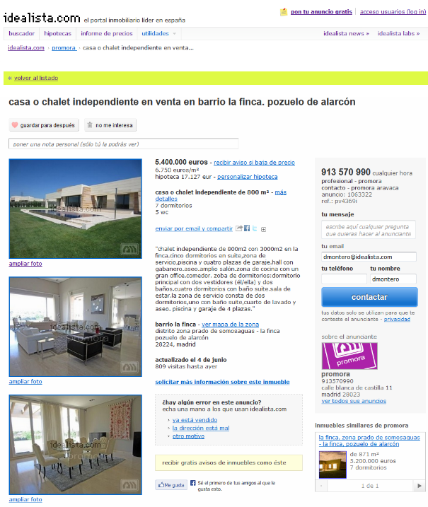 Un falso rumor sobre la venta de la casa de cristiano ronaldo hunde la web de inmobiliaria promora