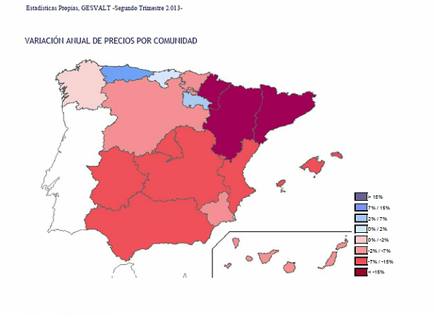 Las ccaa donde más bajó el precio de la vivienda en el segundo trimestre (mapa)