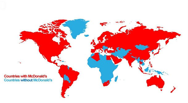 Imagen del día: países en los que está presente McDonald's (mapa)