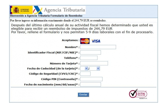 este es uno de los modelos de fraude electrónico (fuente: CNP) Mucho cuidado con el timo de hacienda