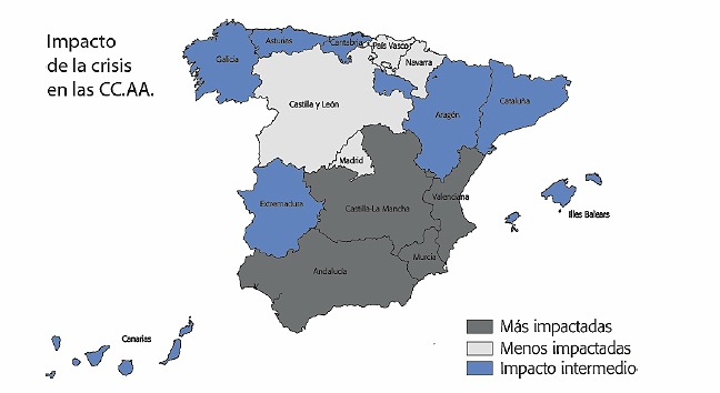  La crisis se ceba con las autonomías que más apostaron por el ladrillo