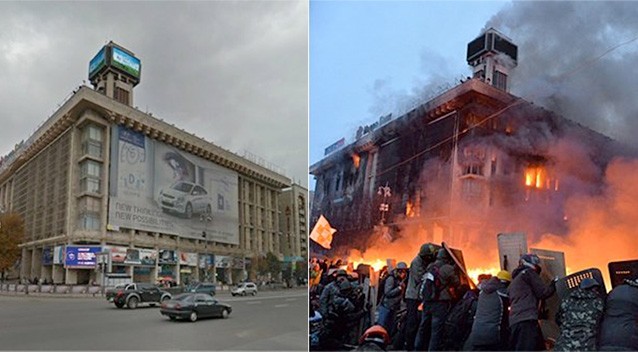 Las impactantes imágenes de kiev antes y después de los disturbios (fotos)