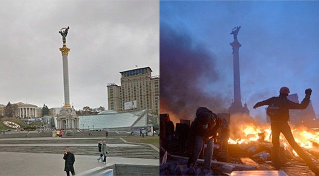 Las impactantes imágenes de kiev antes y después de los disturbios (fotos)