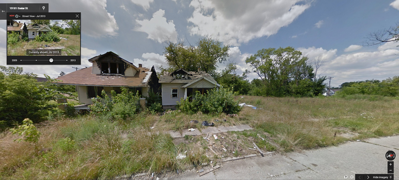 La involución decadente de detroit vista desde googlemaps (fotos)