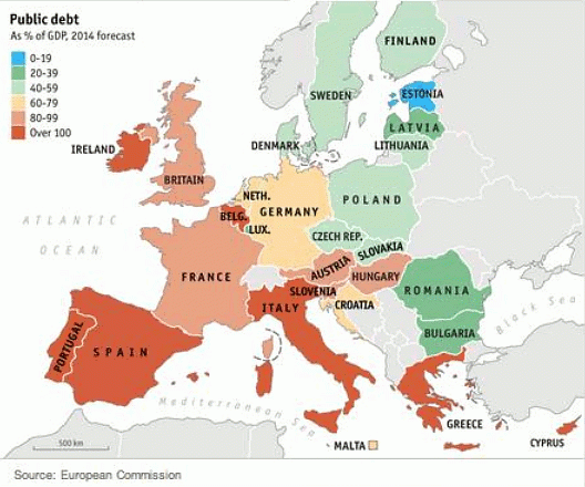 Imagen del día: la deuda pública en los países europeos 