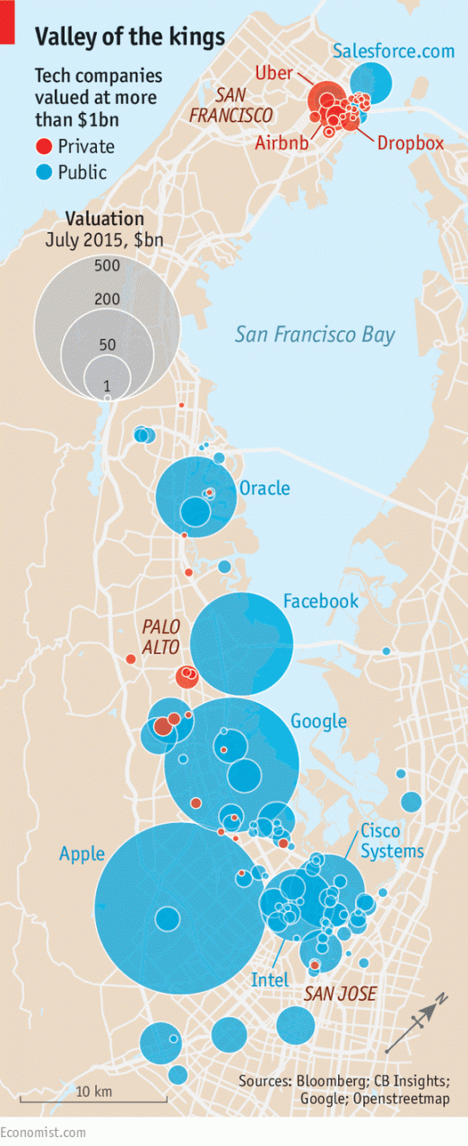 Imagen del día: Mapa de las fortunas de Silicon Valley