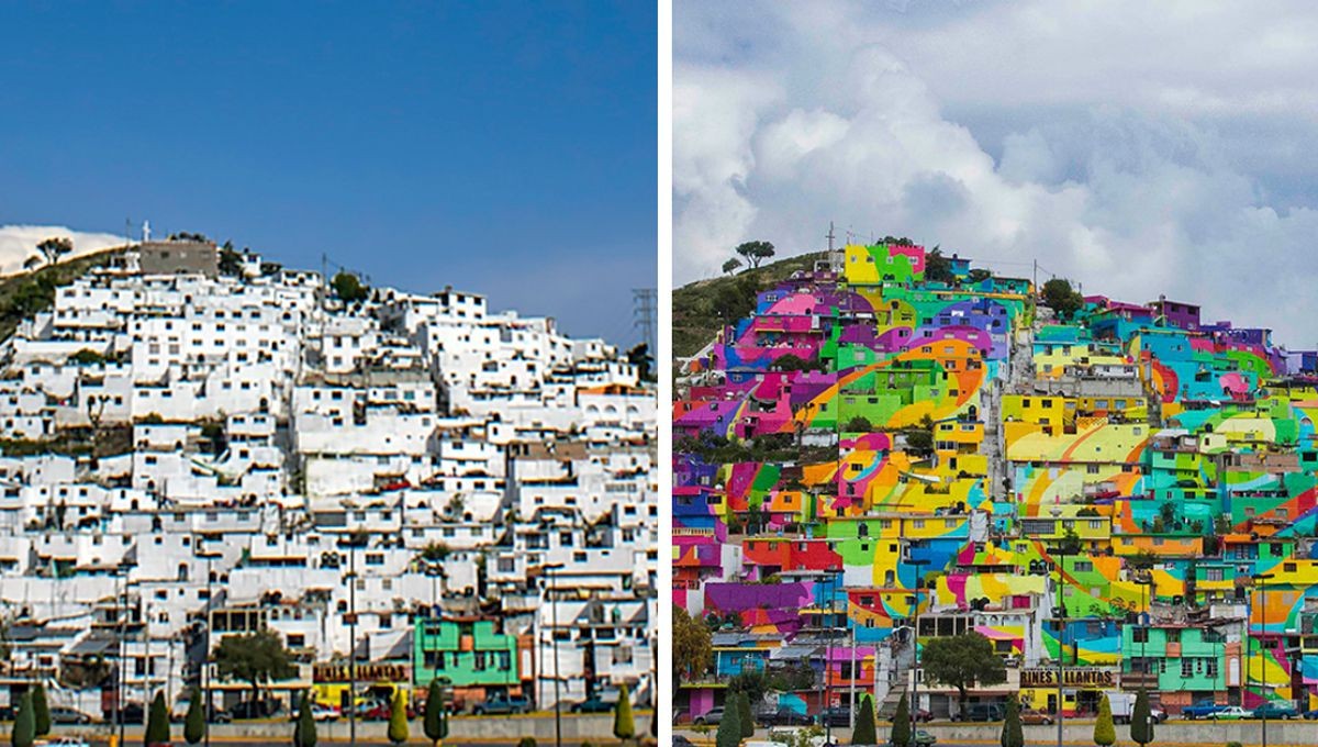 El violento barrio mexicano que busca la paz convirtiendo sus casas en un colorido mural gigante