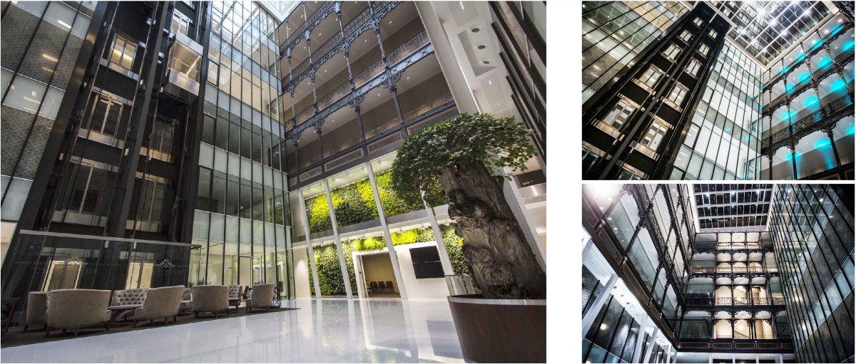 Patio interior del Palacio Eiffel de Budapest, mejor edificio verde de Europa