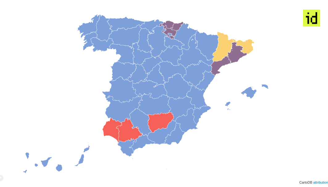 Elecciones generales 20D Origen y ocaso del bipartidismo (1977-2015): 38 años de elecciones en un solo mapa