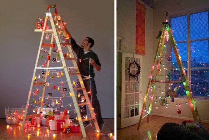 Cómo hacer un árbol de Navidad con una escalera