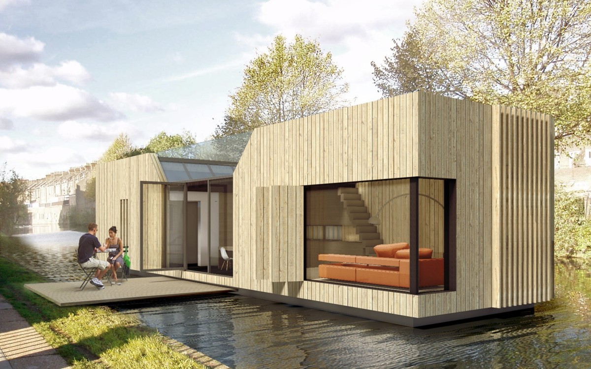 Casas prefabricadas en los canales de Londres