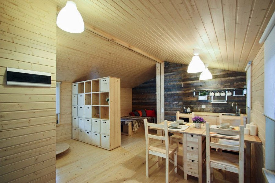 Interior de una casa prefabricada de diseño