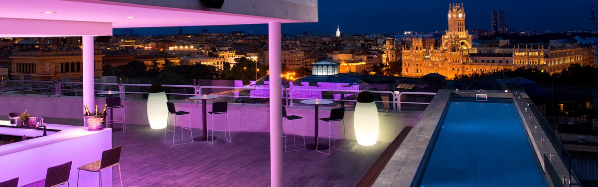 La espectacular terraza del hotel en Madrid