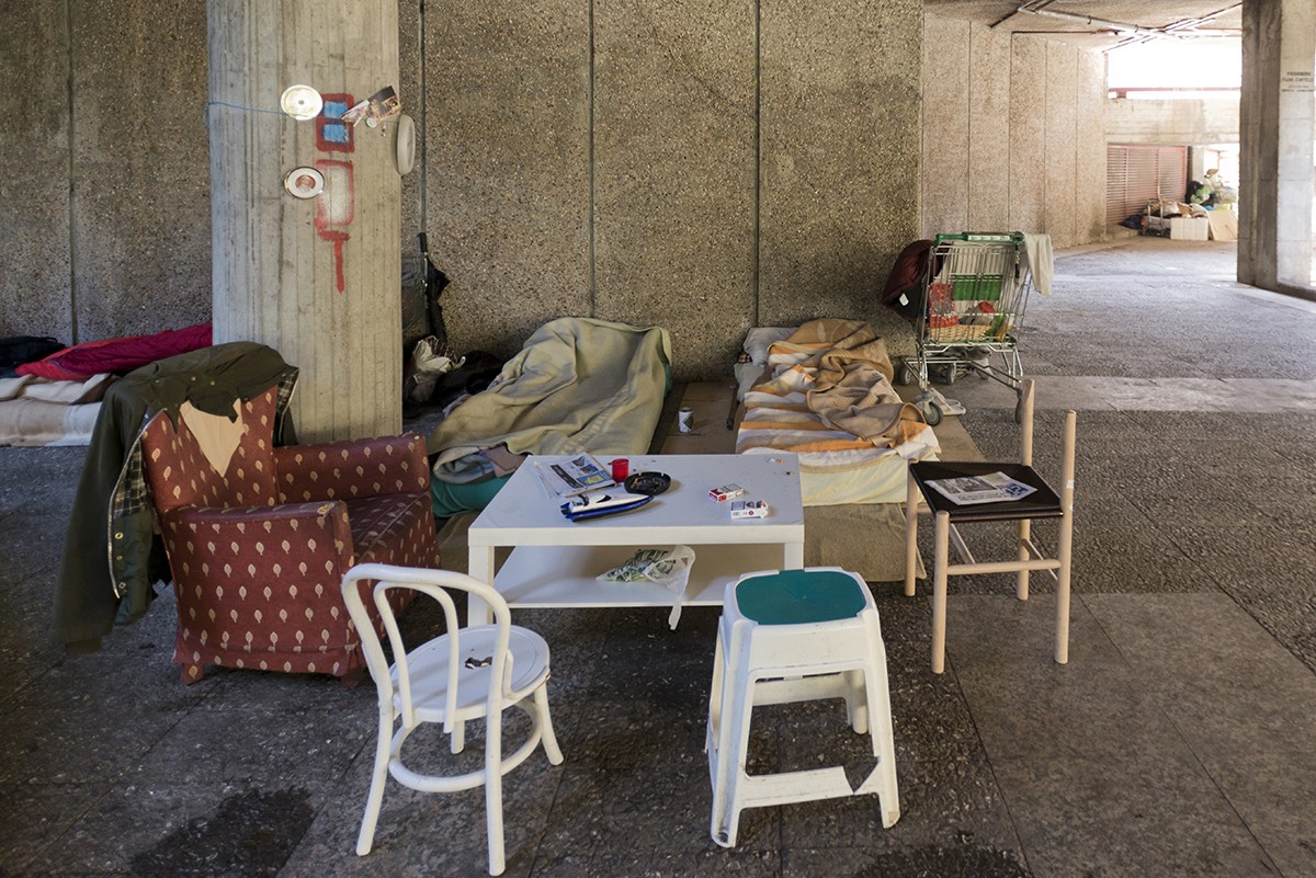 Dormitorio de las personas sin techo en Madrid