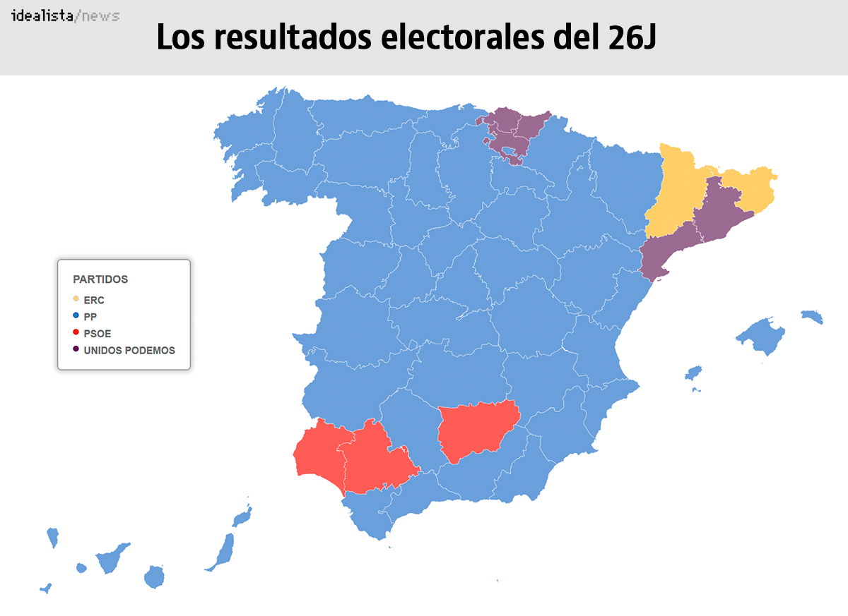 Elecciones Generales 26J: el PP gana y Podemos se queda lejos del 'sorpasso'