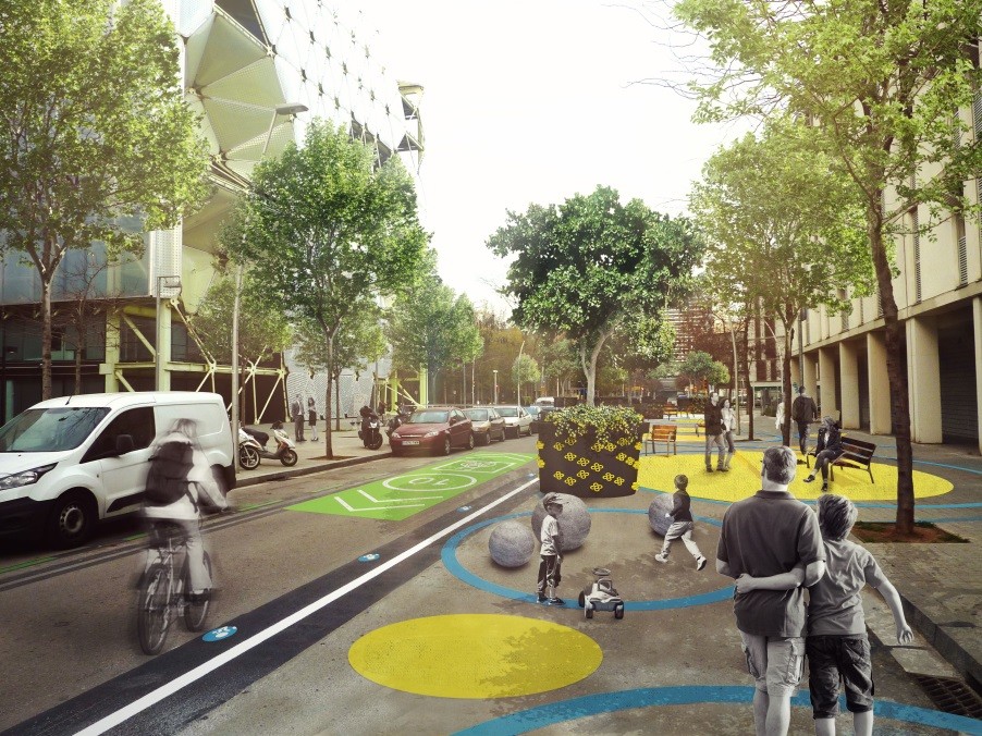 Finaliza la prueba piloto de la "supermanzana" de Barcelona, la zona pacificada libre de coches 